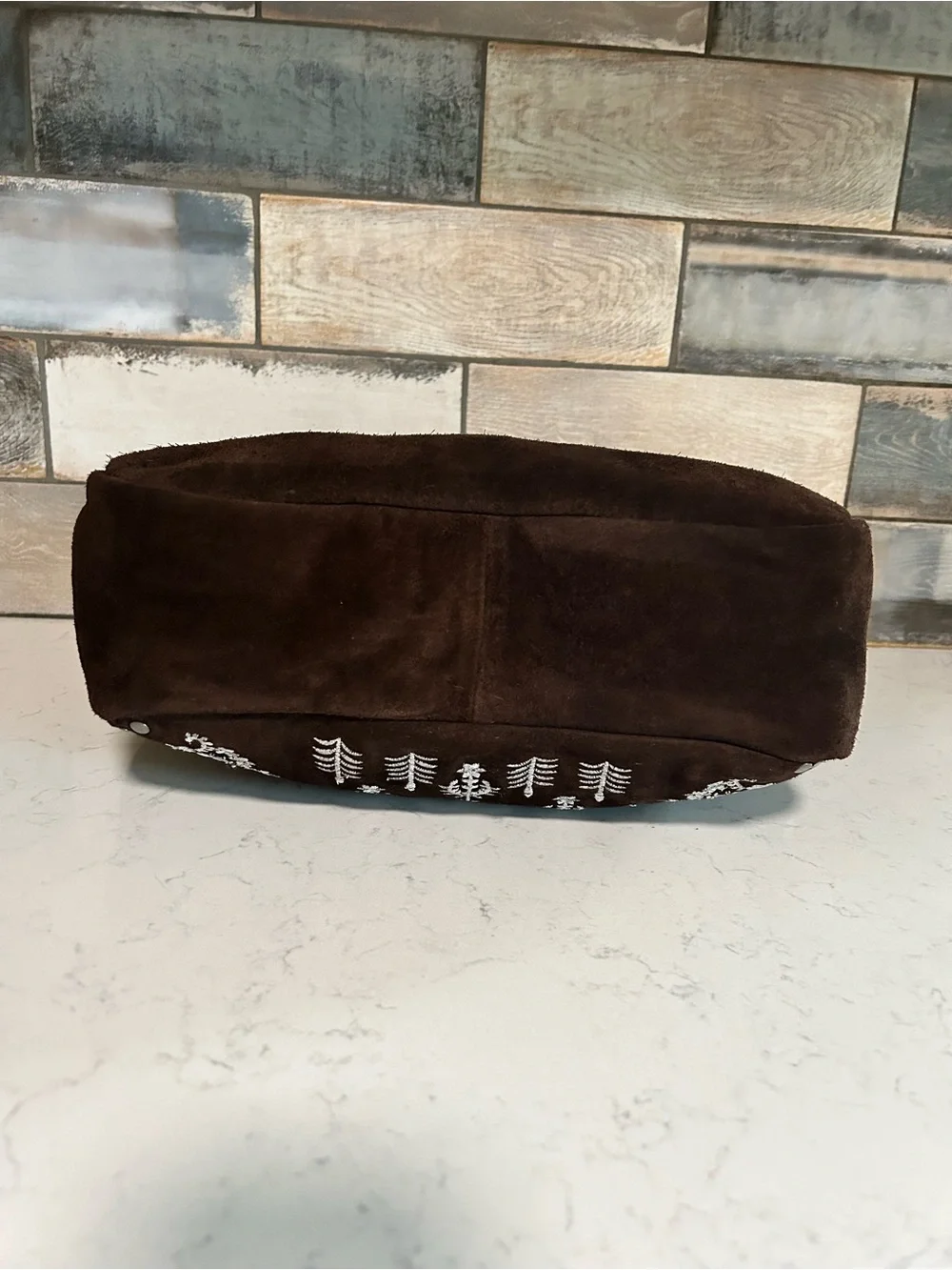 Free People Eden Embroidered Suede Tote + Eden Mini Pouch in Espresso